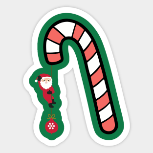 Santa on Candy Cane Adventure Sticker